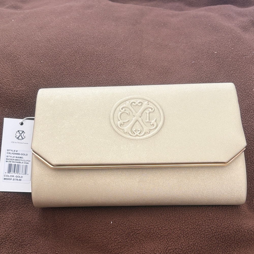 Christian Lacroix Champagne Gold Envelope Clutch